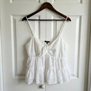 White Eyelet Cami Top with Bow Detail
